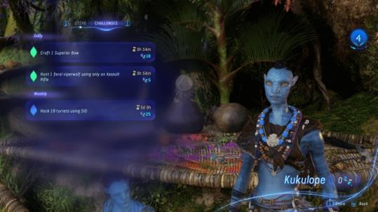 Challenges screenshot of Avatar: Frontiers of Pandora video game interface.